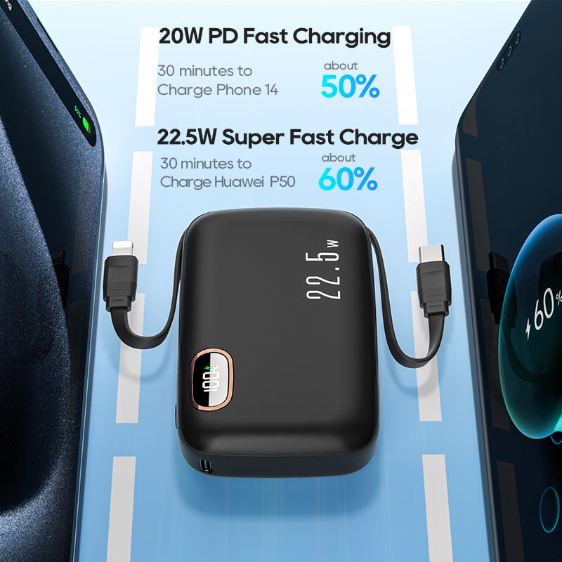 KUULAA KL-YD53 10000mAh Power Bank Cabled Design 22.5W Fast Phone Portable Charger KUULAA KL-YD53 10000mAh Power Bank Cabled Design 22.5W Fast Phone Portable Charger
